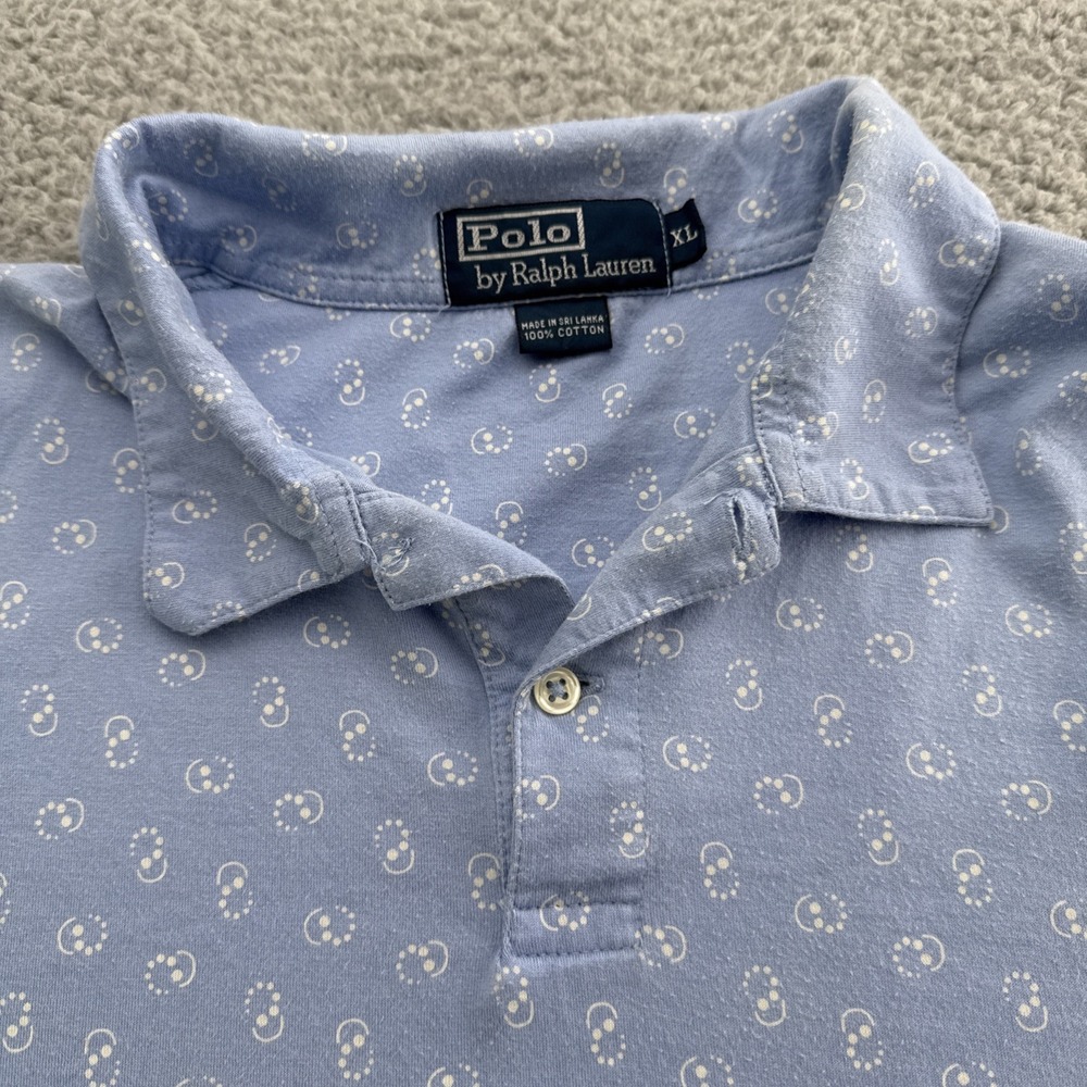 POLO RALPH LAUREN Shirt Mens XL S/S Polo Circle Pattern Cotton VTG Golf Casual